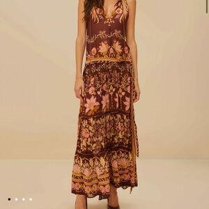 FARM Rio Floral Maxi Dress “Burgundy Bella Maxi Dress” in Brown and Pink floral